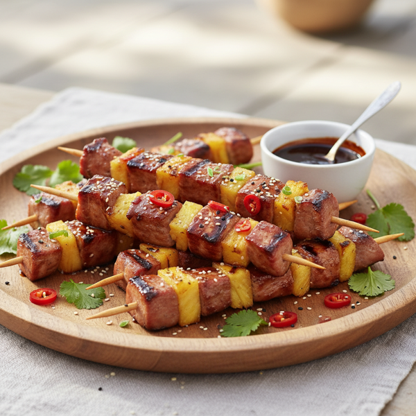 Grilled Hoisin Pork and Pineapple Skewers recipe