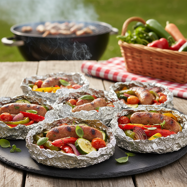 Grilled Italian Sausage and Seasonal Veggie Foil Packets recipe