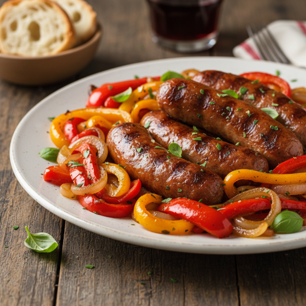Grilled Italian Sausage with Sautéed Peppers and Onions recipe