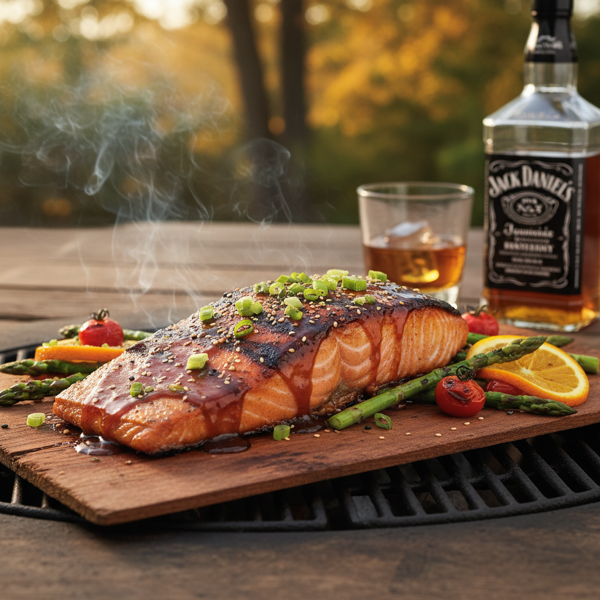 Grilled Jack Daniel's Glazed Salmon on Cedar Plank recipe