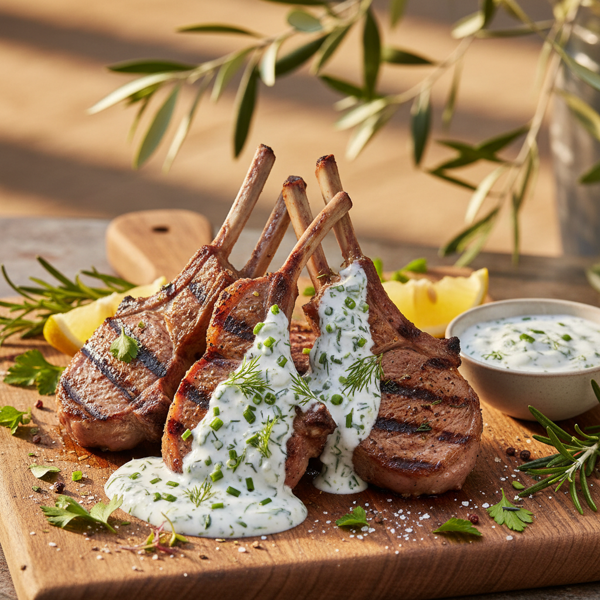 Grilled Lamb Chops with Herbed Yogurt Sauce recipe
