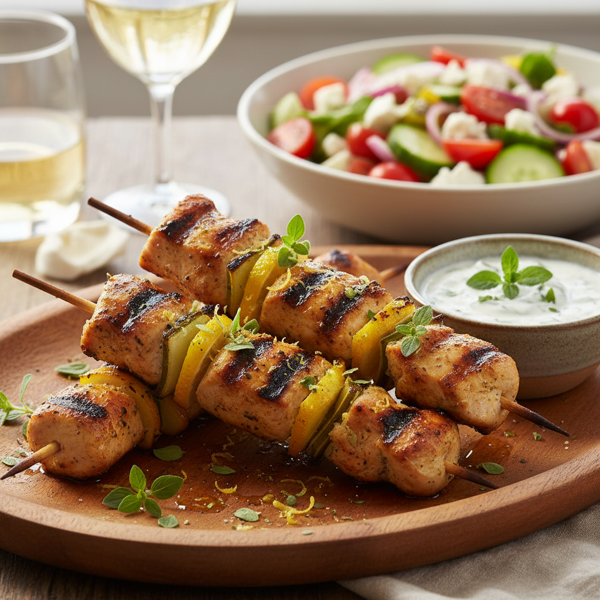 Grilled Lemon-Oregano Chicken Skewers recipe