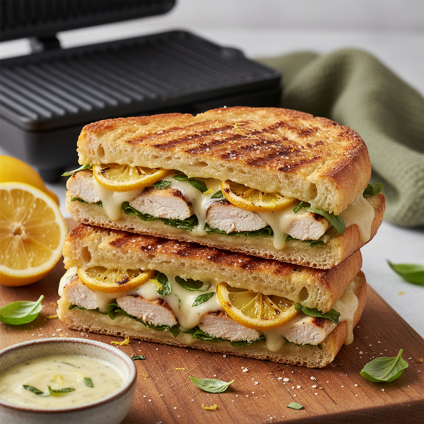 Grilled Lemon Basil Chicken Panini with Fontina recipe