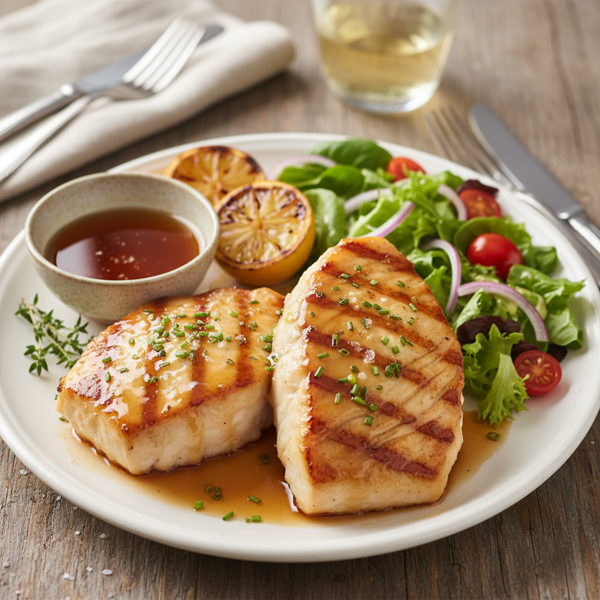 Grilled Maple-Glazed Halibut Steaks recipe