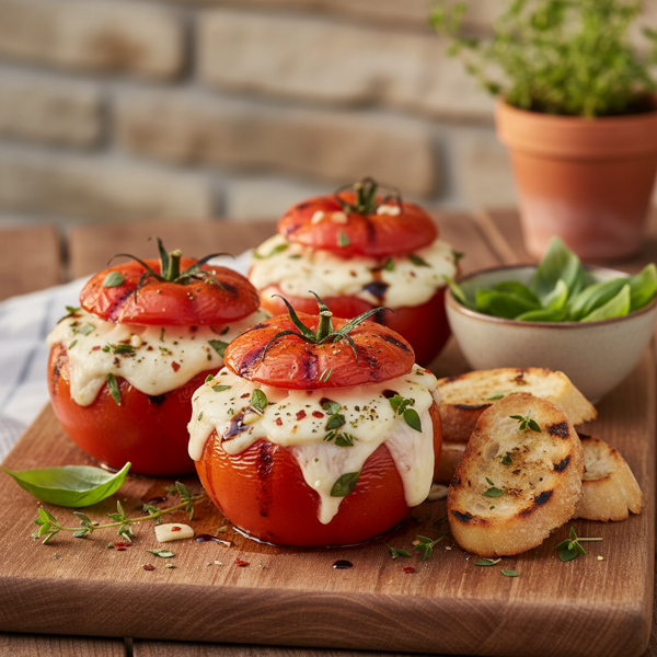 Grilled Mozzarella & Herb Stuffed Tomatoes recipe