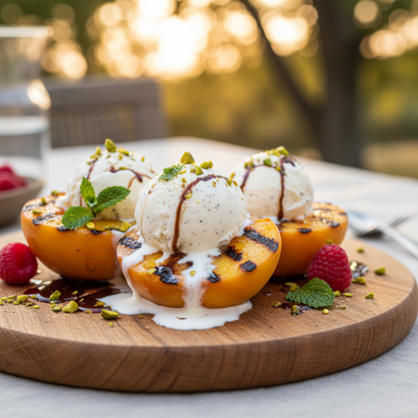 Grilled Peach Delight with Vanilla Ice Cream recipe