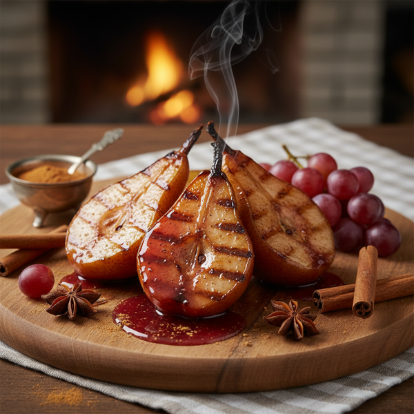 Grilled Pears with Cinnamon Wine Glaze recipe