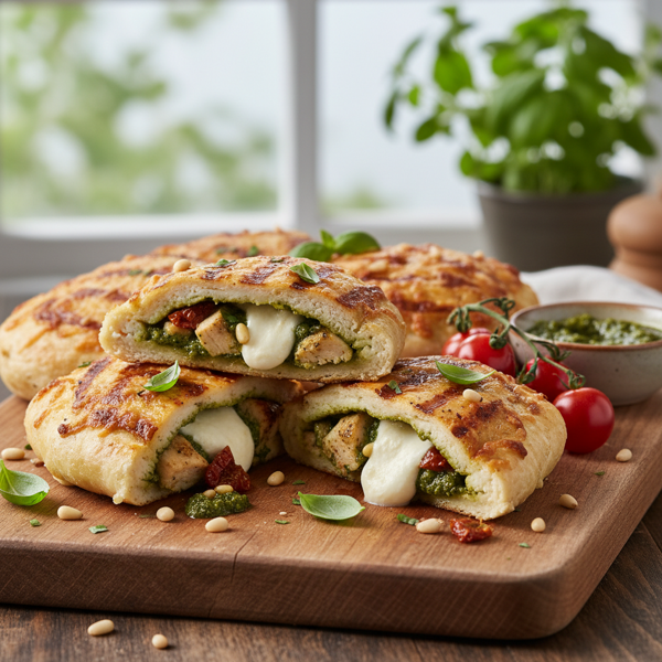 Grilled Pesto Mozzarella Chicken Pockets recipe