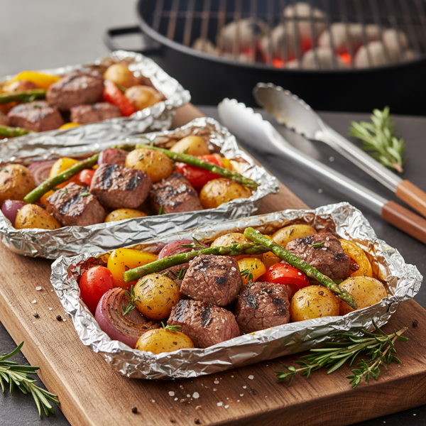 Grilled Potato, Meat & Veggie Pack recipe