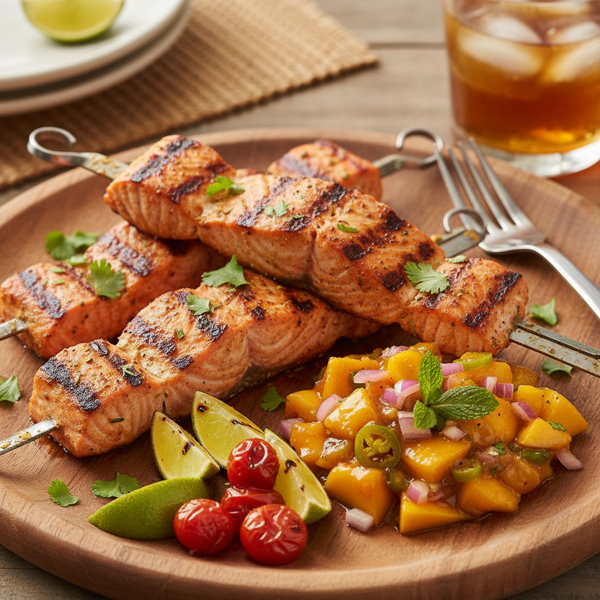 Grilled Salmon Tikka with Tropical Mango Chutney recipe