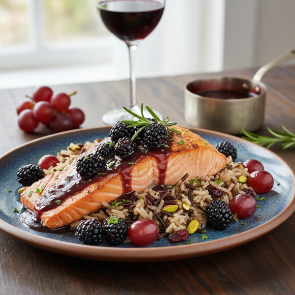 Grilled Salmon with Blackberry-Cabernet Reduction Sauce recipe