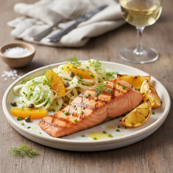 Grilled Salmon with Citrus Fennel Salad recipe