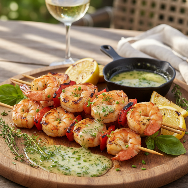 Grilled Shrimp Skewers with Herb Butter recipe