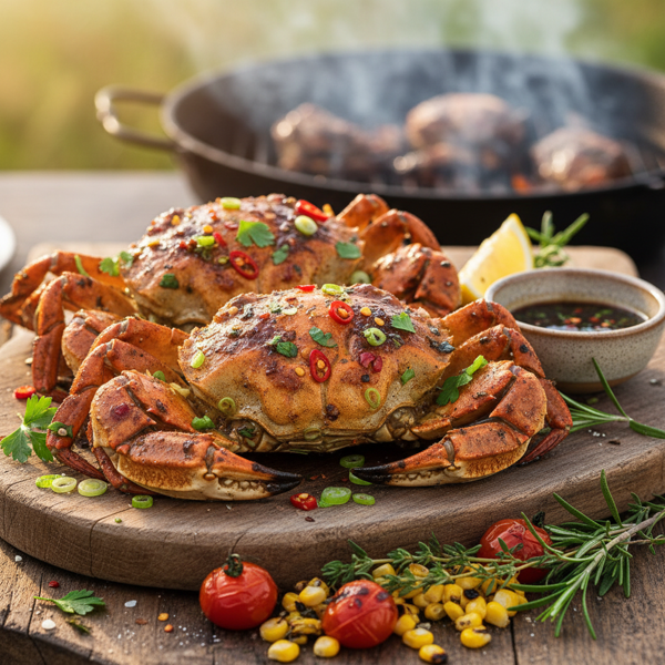 Grilled Soft Shell Crabs in Savory Marinade recipe