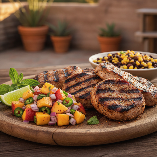 Grilled Southwestern Pork Medallions with Sweet Peach Salsa recipe