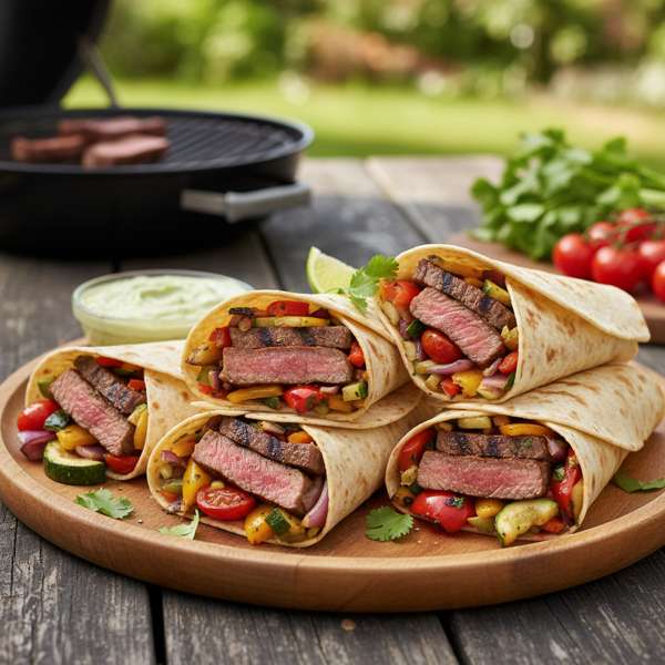 Grilled Steak and Veggie Tortilla Wraps recipe