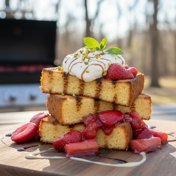 Grilled Strawberry-Rhubarb Angel Food Delight recipe