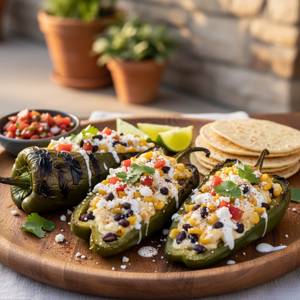 Grilled Stuffed Poblano Peppers recipe