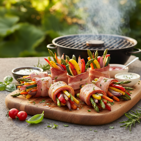 Grilled Summer Veggie Bacon Wraps recipe