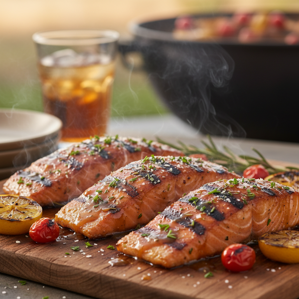 Grilled Sweet and Smoky Salmon Steaks recipe