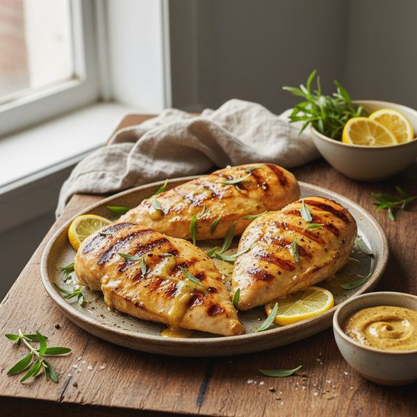 Grilled Tarragon-Lemon Chicken with Mustard Glaze recipe