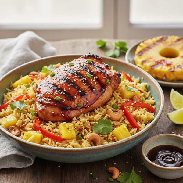 Grilled Teriyaki Chicken with Cashew Pineapple Rice Medley recipe