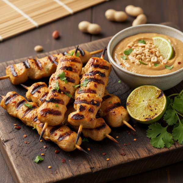Grilled Thai Chicken Satay Skewers with Zesty Peanut Sauce recipe