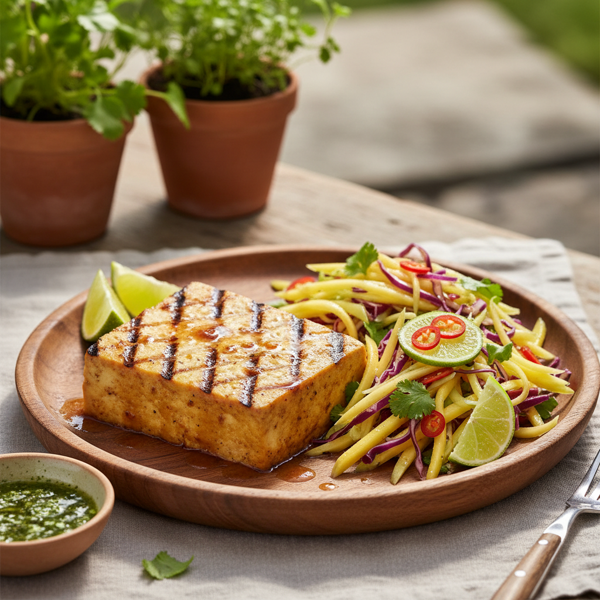 Grilled Tofu with Zesty Mango Slaw recipe