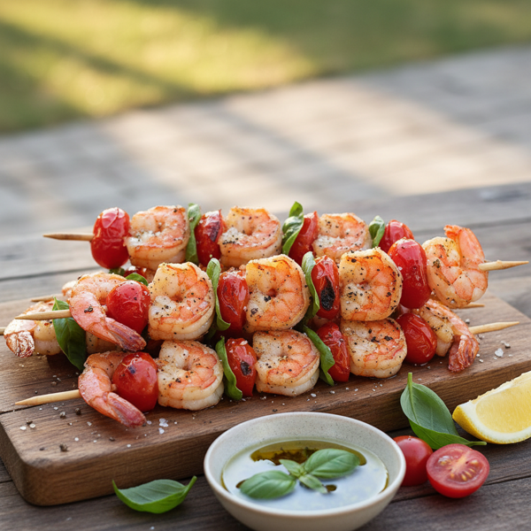 Grilled Tomato-Basil Shrimp Skewers recipe