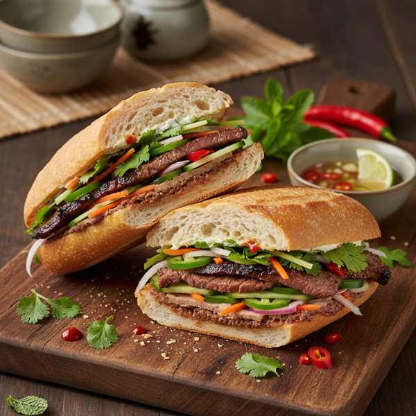 Grilled Vietnamese Beef Banh Mi Delight recipe