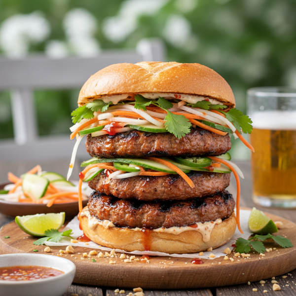 Grilled Vietnamese Pork Banh Mi Burgers recipe
