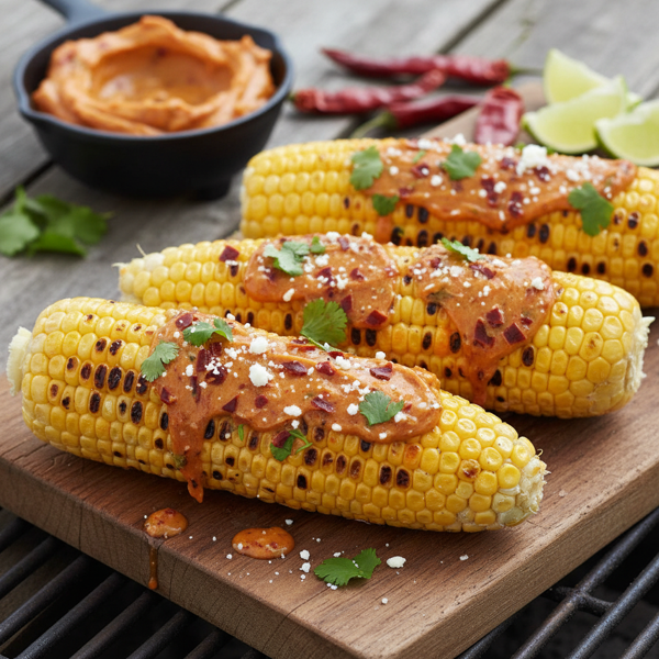 Grilled White Corn on the Cob with Spicy Chipotle Butter recipe