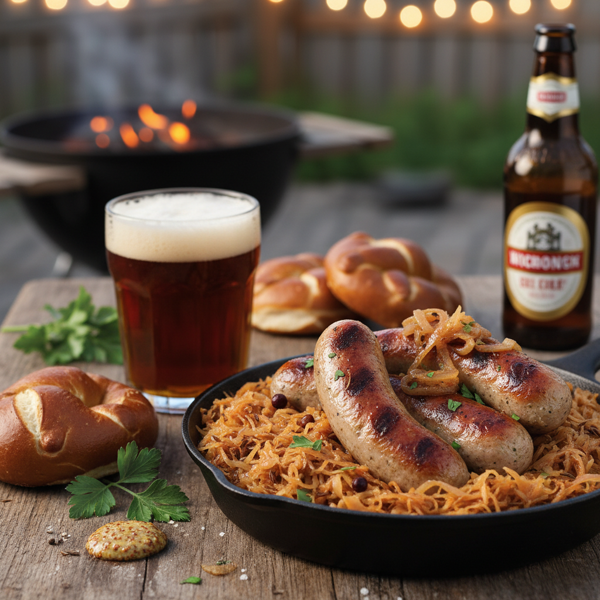 Grilled Wisconsin Bratwurst with Beer and Sauerkraut recipe