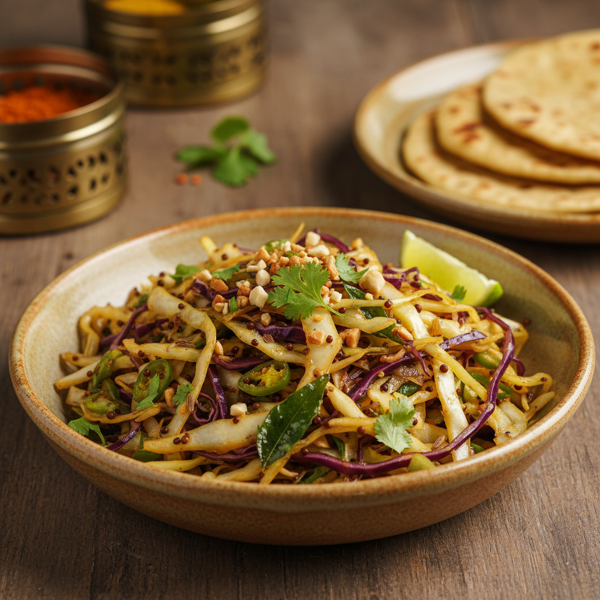 Gujarat-Style Spiced Cabbage Stir-Fry recipe