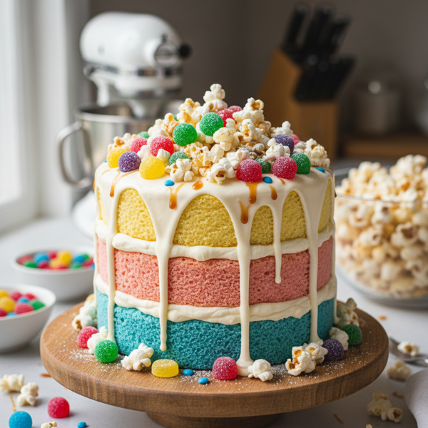 Gumdrops & Popcorn Delight Cake recipe
