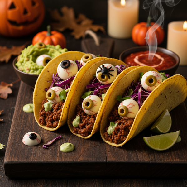 Halloween Eyeball Beef Tacos recipe