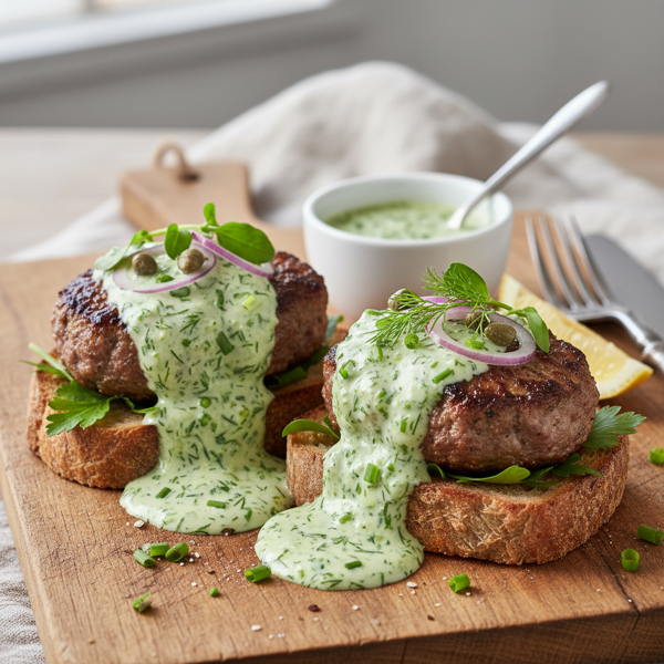 Hamburg-Style Open Sandwich with Herb Sauce recipe