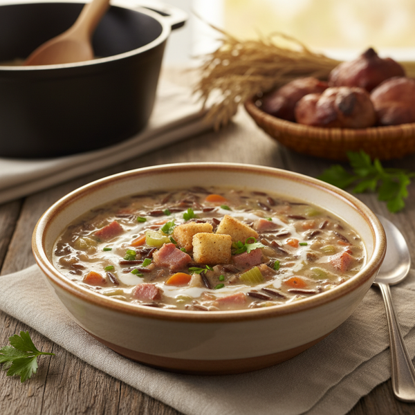 Hand-Harvested Wild Rice & Ham Soup recipe