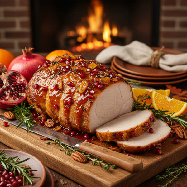 Harvest Pork Loin Roast with Pomegranate-Orange Glaze recipe