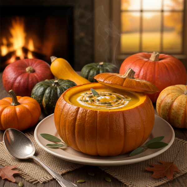 Harvest Pumpkin Soup in a Sugar Pumpkin recipe
