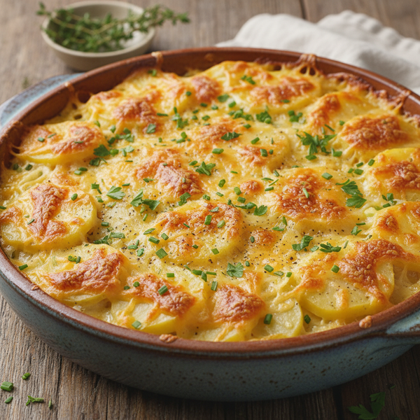 Healthier Cheesy Scalloped Yukon Gold Potatoes recipe