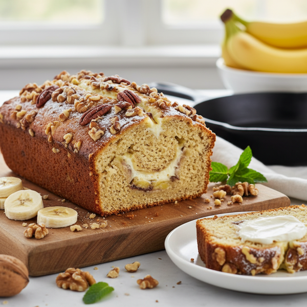 Healthier Southern Cream Cheese Banana Nut Bread recipe