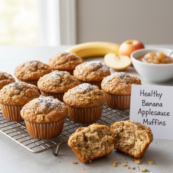 Healthy Banana Applesauce Muffins recipe