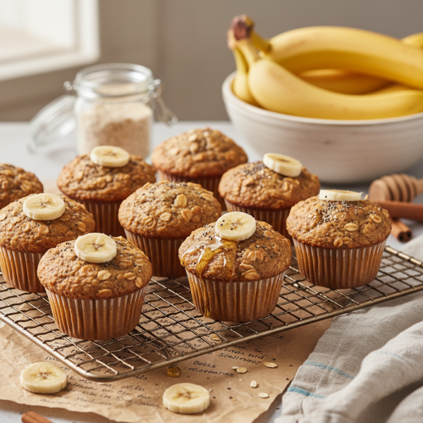Healthy Banana Oat Muffins recipe