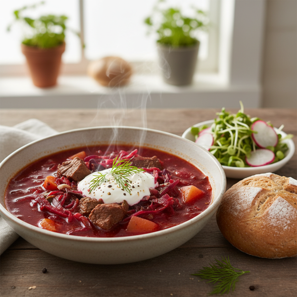Healthy Beef and Beet Cabbage Borscht recipe