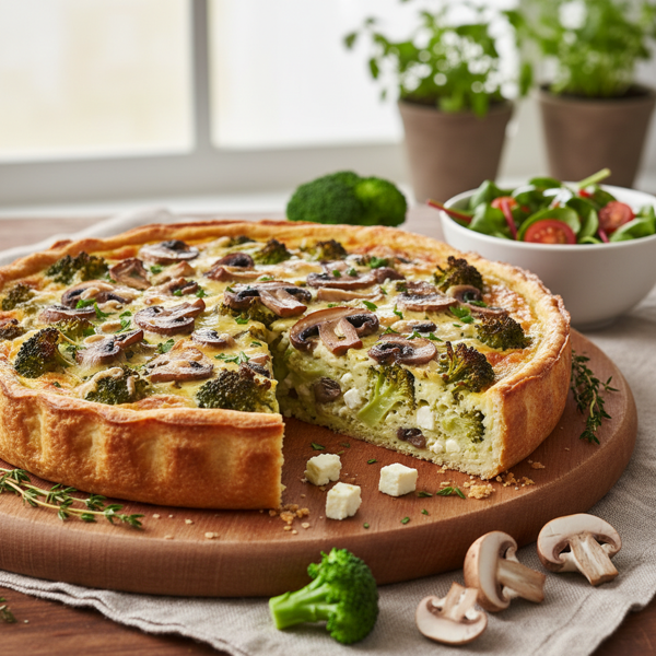 Healthy Broccoli Mushroom Quiche without Crust recipe
