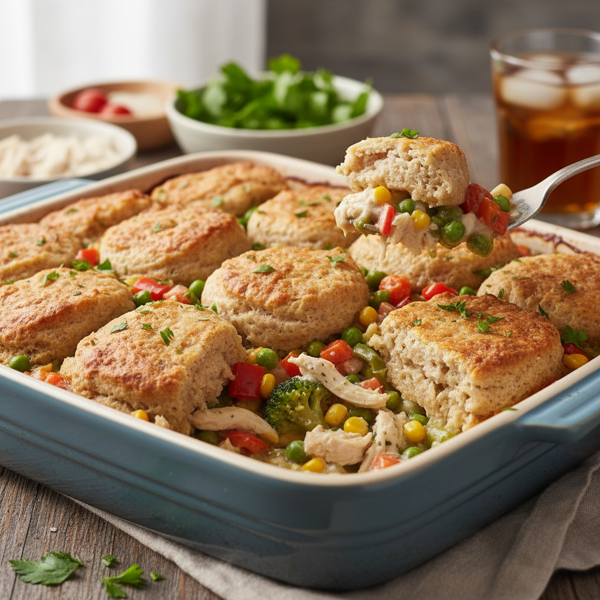 Healthy Chicken and Vegetable Biscuit Bake recipe