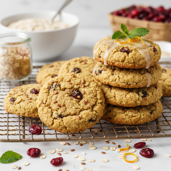 Healthy Cranberry Flax Oatmeal Cookies recipe