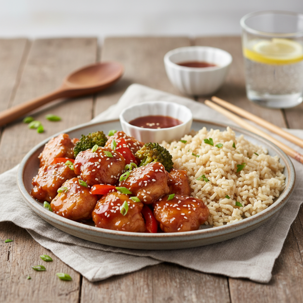 Healthy General Tso's Chicken with Rice recipe