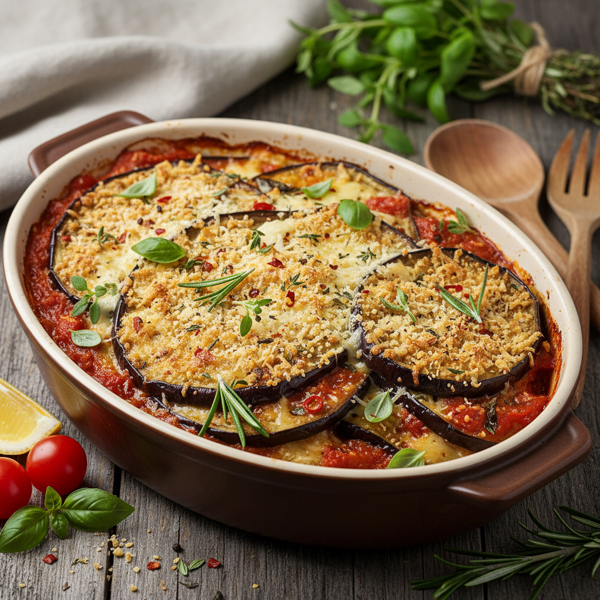 Healthy Herb-Infused Eggplant Parmesan recipe